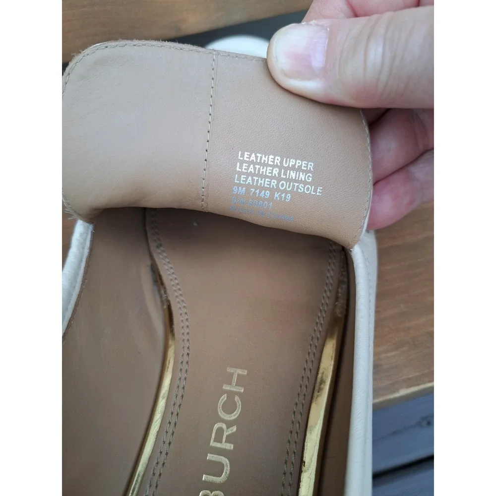 Tory Burch Women's Leather Cream Jessa Loafers Gold-Tone Horse Hardware Size 9 M